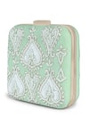 The Purple Sack_Green Embroidery Hand Clutch _Online_at_Aza_Fashions
