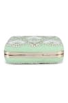 The Purple Sack_Green Embroidery Hand Clutch _at_Aza_Fashions