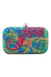 Shop_The Purple Sack_Multi Color Embroidery Peacock Hand Clutch _at_Aza_Fashions
