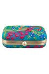 Shop_The Purple Sack_Multi Color Embroidery Peacock Hand Clutch _Online_at_Aza_Fashions