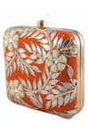 The Purple Sack Orange Gota Patti Hand Embroidered Square Clutch Online at Aza Fashions The Purple Sack_Orange Gota Patti Hand Embroidered Square Clutch _Online_at_Aza_Fashions
