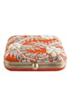Buy The Purple Sack Orange Gota Patti Hand Embroidered Square Clutch Online at Aza Fashions Buy_The Purple Sack_Orange Gota Patti Hand Embroidered Square Clutch _Online_at_Aza_Fashions