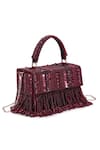 Buy_The Purple Sack_Maroon Beads, Sequins, Cut Work Minaa Embellished Box Bag _at_Aza_Fashions