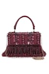 The Purple Sack_Maroon Beads, Sequins, Cut Work Minaa Embellished Box Bag _Online_at_Aza_Fashions