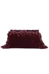 The Purple Sack_Maroon Beads, Sequins, Cut Work Minaa Embellished Box Bag _at_Aza_Fashions