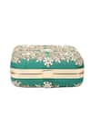 The Purple Sack_Green Zari Lush Floral Embroidered Box Clutch _Online_at_Aza_Fashions