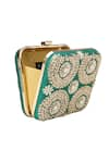 Buy_The Purple Sack_Green Zari Lush Floral Embroidered Box Clutch _Online_at_Aza_Fashions