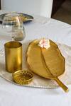 Buy_Table Manners_Gold Metal Carved Leaf Serving Platter_at_Aza_Fashions