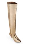 Buy_Zori World_Gold Metallic Thread Queen Zip Up Boots _at_Aza_Fashions