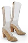 Buy_ZORI WORLD_Beige Clear Soul Transparent Knee Boots _at_Aza_Fashions