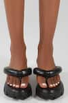 ZORI WORLD_Black Solid Icespice Platform Slides _Online_at_Aza_Fashions