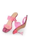 Buy_ZORI WORLD_Pink Textured Salmon Clear Strap Heels _at_Aza_Fashions