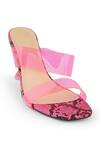 Buy_ZORI WORLD_Pink Textured Salmon Clear Strap Heels _Online_at_Aza_Fashions