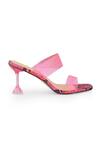 Shop_ZORI WORLD_Pink Textured Salmon Clear Strap Heels _Online_at_Aza_Fashions