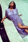 Shop_Nitya Bajaj_Purple Satin Crystals Keyhole Neck Embroidered Kaftan _at_Aza_Fashions