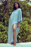 Shop_Nitya Bajaj_Blue Mesh Embroidery Crystal Keyhole Hand Kaftan  _Online_at_Aza_Fashions