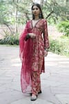 Buy_Mirkashi_Pink Top Raw Silk Embroidered Hand Mirror Embellished Kurta Pant Set  _at_Aza_Fashions