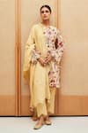 Buy_Sage Saga_Yellow Cotton Lurex Printed Floral V Neck Straight Tunic Pant Set _at_Aza_Fashions