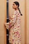 Buy_Sage Saga_Yellow Cotton Lurex Printed Floral V Neck Straight Tunic Pant Set _Online_at_Aza_Fashions