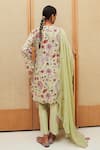 Shop_Sage Saga_Green Cotton Lurex Printed Floral V Neck Blossom Straight Tunic Pant Set _at_Aza_Fashions