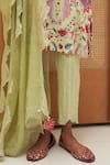 Shop_Sage Saga_Green Cotton Lurex Printed Floral V Neck Blossom Straight Tunic Pant Set _Online_at_Aza_Fashions