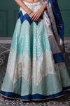 Shop_Jiya By Veer Design Studio_Blue Chanderi Embroidery, Mirrors, Tassels V-neck Mughal Woven Lehenga Set _Online_at_Aza_Fashions