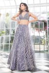 Buy_Jiya by Veer Design Studio_Grey Textured Net Embroidered Hand Sequin And Bead Lehenga Set _at_Aza_Fashions