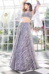 Shop_Jiya by Veer Design Studio_Grey Textured Net Embroidered Hand Sequin And Bead Lehenga Set _at_Aza_Fashions