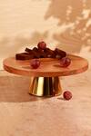 Buy_Elysian Home_Brown Wood, Metal Bark And Bliss Cake Stand_at_Aza_Fashions