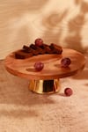 Elysian Home_Brown Wood, Metal Bark And Bliss Cake Stand_Online_at_Aza_Fashions