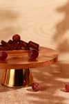 Buy_Elysian Home_Brown Wood, Metal Bark And Bliss Cake Stand_Online_at_Aza_Fashions