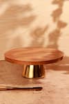 Shop_Elysian Home_Brown Wood, Metal Bark And Bliss Cake Stand_Online_at_Aza_Fashions