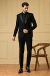 Buy_Hilo Design_Black Italian Ethnic Fabric Solid Aurora Single-button Blazer And Trouser Set _at_Aza_Fashions