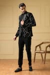 Buy_Hilo Design_Black Italian Ethnic Fabric Abstract Tweed Single-button Blazer And Trouser Set _Online_at_Aza_Fashions