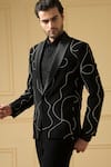 Shop_Hilo Design_Black Italian Ethnic Fabric Abstract Tweed Single-button Blazer And Trouser Set _Online_at_Aza_Fashions