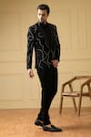 Hilo Design_Black Italian Ethnic Fabric Abstract Tweed Single-button Blazer And Trouser Set _at_Aza_Fashions