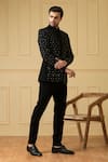 Buy_Hilo Design_Black Italian Ethnic Fabric Embroidered Beads Encendido Blazer And Trouser Set _at_Aza_Fashions