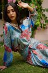Shop_Nouria By Dipti Advait_Multi Color Bamberg Cotton Satin Printed Kera Anna Wrap Dress _at_Aza_Fashions
