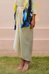 Nouria by Dipti Advait_Blue Bamberg Cotton Satin Printed Abstract Eka And Draped Dress Set  _Online_at_Aza_Fashions