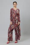 Buy_SVA by Sonam & Paras Modi_Grey Crepe Printed Jungle V Neck Concrete Tunic And Pant Set  _at_Aza_Fashions