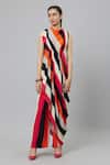 Buy_SVA by Sonam & Paras Modi_Multi Color Crepe Printed Stripe Sahar Draped Crop Top And Pant Set  _at_Aza_Fashions