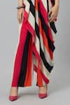 SVA by Sonam & Paras Modi_Multi Color Crepe Printed Stripe Sahar Draped Crop Top And Pant Set  _at_Aza_Fashions