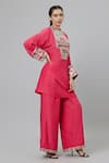 Buy_SVA by Sonam & Paras Modi_Pink Shimmer Crepe Embroidered Dolmain Sleeve Kurta And Pant Set  _Online_at_Aza_Fashions