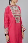 SVA by Sonam & Paras Modi_Pink Shimmer Crepe Embroidered Dolmain Sleeve Kurta And Pant Set  _at_Aza_Fashions