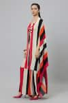 SVA by Sonam & Paras Modi_Multi Color Crepe Printed Stripe Sahar Cape And Box Pleat Pant Set  _Online_at_Aza_Fashions