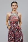 SVA by Sonam & Paras Modi_Grey Crepe Printed Jungle Round Concrete Jumpsuit  _at_Aza_Fashions