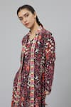 SVA by Sonam & Paras Modi_Grey Crepe Printed Jungle V Neck Concrete Jacket And Pant Set_at_Aza_Fashions