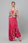 Buy_SVA by Sonam & Paras Modi_Pink Shimmer Crepe Woven Front Structured Jacket And Draped Skirt Set  _at_Aza_Fashions