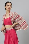 SVA by Sonam & Paras Modi_Pink Shimmer Crepe Woven Front Structured Jacket And Draped Skirt Set  _at_Aza_Fashions