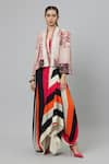 Buy_SVA by Sonam & Paras Modi_Multi Color Shimmer Crepe Structured Jacket And Draped Skirt Set  _at_Aza_Fashions